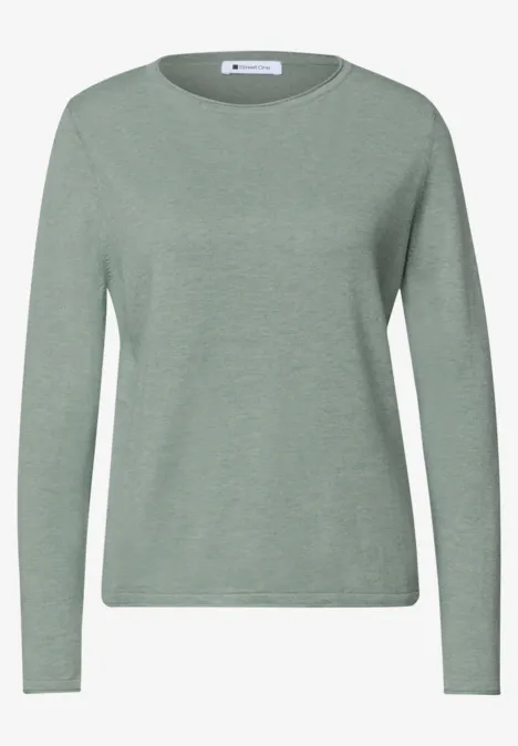Schlichtes, hellgrünes Langarmshirt mit Rundhalsausschnitt