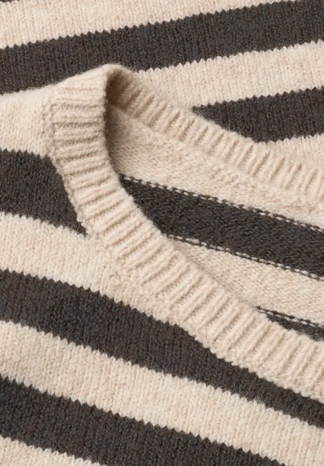 Pullover mit Boat Neck und Streifen clay sand mel. Beige-schwarz gestreifter Pullover-Ausschnitt mit Rundhalsausschnitt