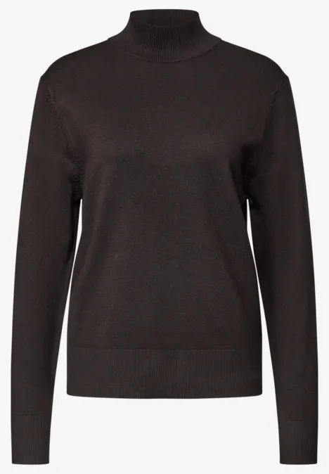 Pull basique à col roulé black coffee Pull à col montant noir à manches longues et design épuré.