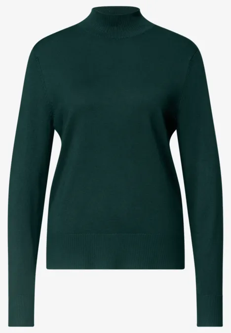 Basic sweter z golfem shadow teal Ciemnozielony sweter z długimi rękawami i subtelnym stójką, prosty i ponadczasowy.