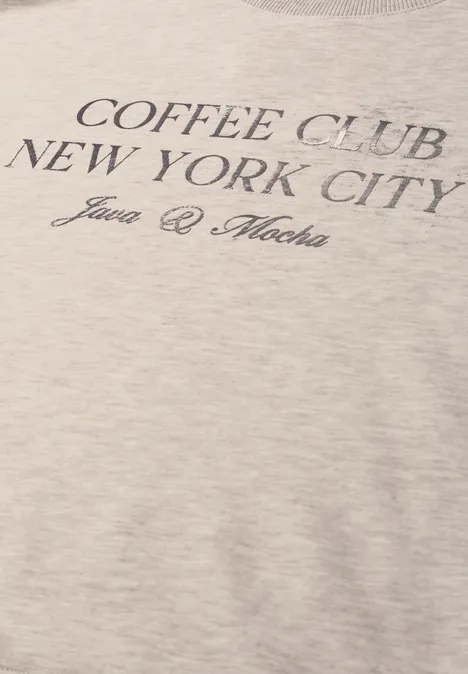 Beige Shirt mit Schriftzug "COFFEE CLUB NEW YORK CITY Java & Mocha"