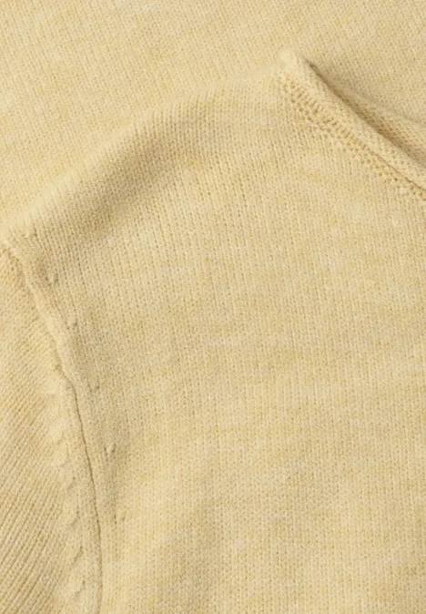 Pullover mit Boat Neck und Rollkanten sunbeam yellow mel. Hellgelber Strickstoff mit feiner Maschenstruktur