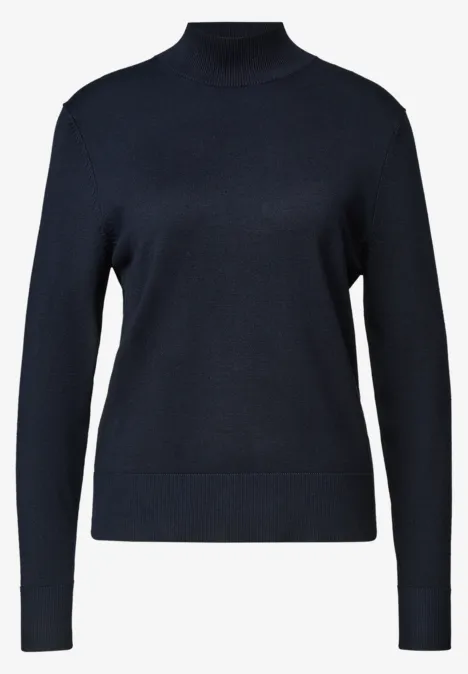 Basic sweter z golfem darkest blue Ciemnogranatowy golf z cienkiego splotu z długimi rękawami.