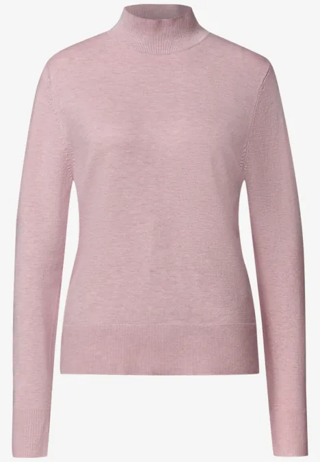 Basic sweter z golfem quiet rose mel. Różowy sweter z golfem i długimi rękawami, prosty fason i delikatne dzianie.