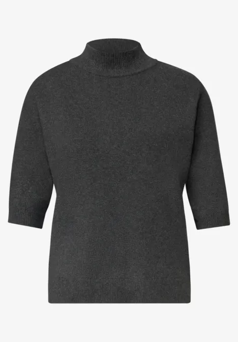 Kurzarm Pullover mit Turtle Neck armor grey mel. Dunkelgrauer Rollkragenpullover mit halblangen Ärmeln