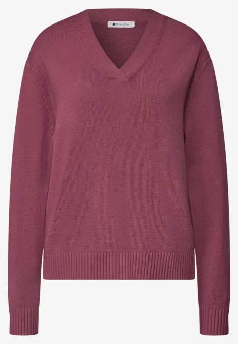 Langarm Pullover mit V-Ausschnitt dark clouded blush Rosa V-Ausschnitt Pullover mit Feinstrick, langärmlig und lässigem Schnitt.