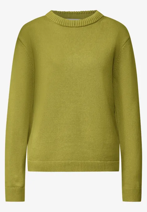 Langarm Pullover mit Boat Neck apple lime Grüner, langärmeliger Pullover mit Rundhalsausschnitt