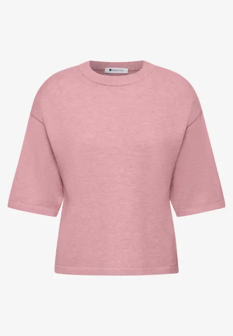 Zartrosa Kurzarm-Shirt mit weiter Passform und Rundhalsausschnitt