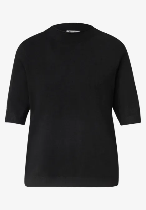 Pull à manches courtes et col roulé Black Schwarzes, kurzärmeliges Oberteil mit schlichter, eleganter Optik.