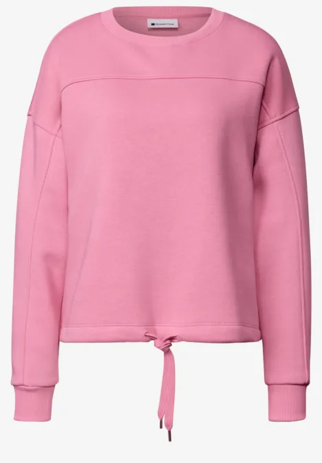 Rosa Sweatshirt mit Rundhalsausschnitt, langen Ärmeln und Kordelzug am Saum.
