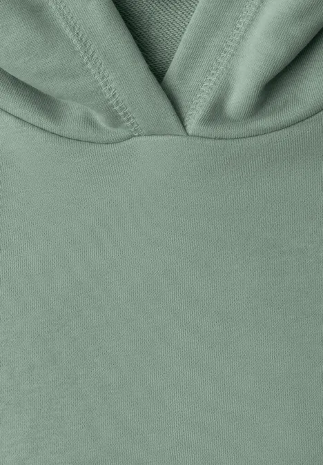 Langarm Sweatshirt mit Kapuze eucalyptus green Hellgrüner Kapuzenpullover-Ausschnitt mit weichem Stoff.