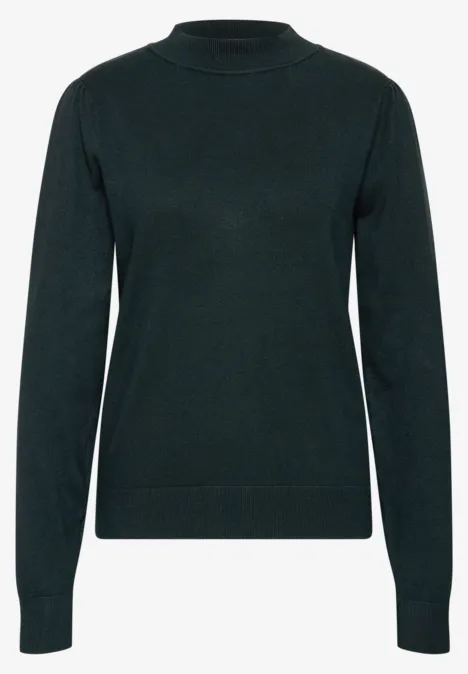 Schwarzer Pullover mit Rundhalsausschnitt und langen Ärmeln.