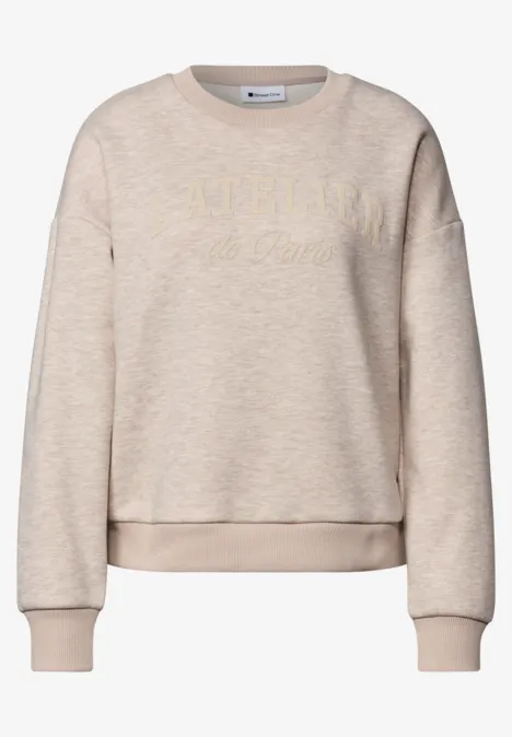 Loose Fit Sweatshirt mit Glitzer clay sand mel. Beiges Sweatshirt mit Rundhalsausschnitt und lockerer Passform.
