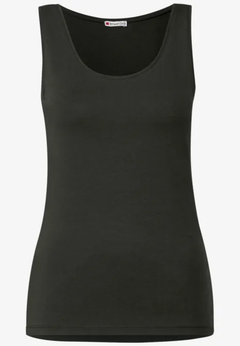Basic Top in Unifarbe bassy olive