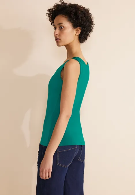 Basic Top in Unifarbe intense aqua