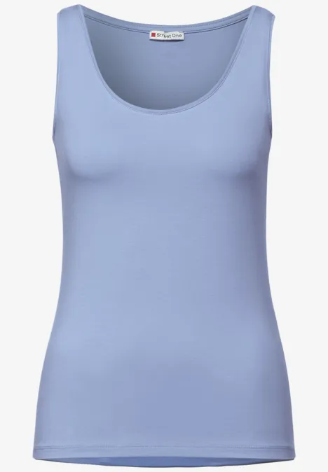 Basic Top in Unifarbe mid sunny blue