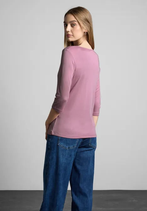Basic T-Shirt mit 3/4 Arm sunrise pink
