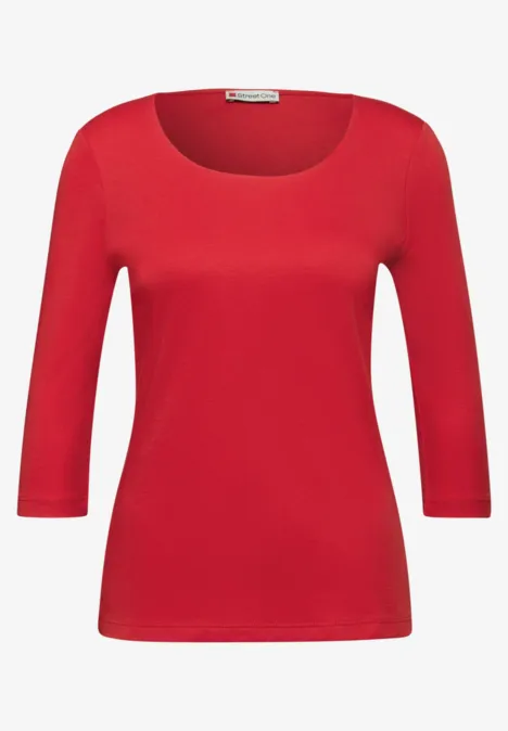 Basic T-Shirt mit 3/4 Arm racing red