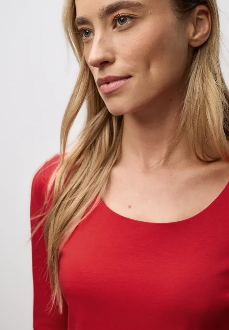 Basic T-Shirt mit 3/4 Arm racing red
