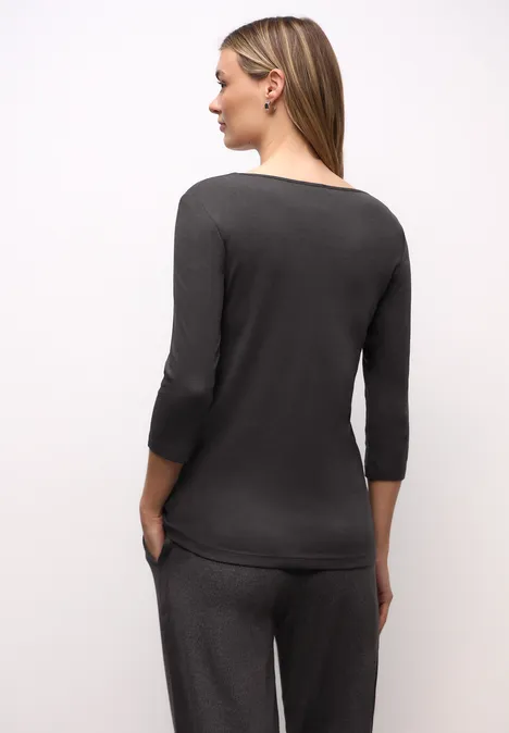 T-shirt basique à manches 3/4 darkest brown