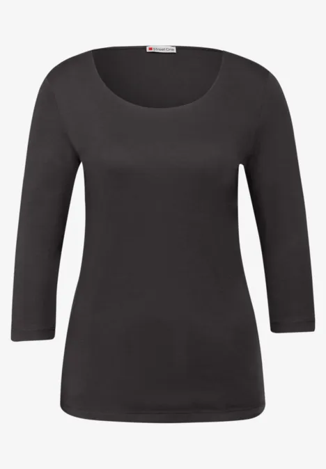 T-shirt basique à manches 3/4 darkest brown