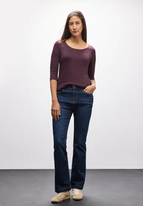 Basic T-Shirt mit 3/4 Arm jazz berry