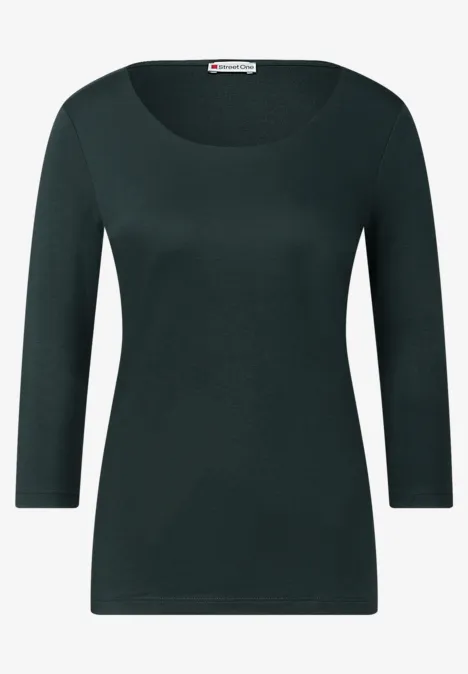 T-shirt basique à manches 3/4 evernight green