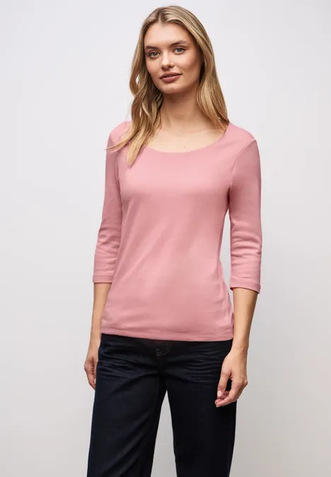 Basic T-Shirt mit 3/4 Arm powder pink