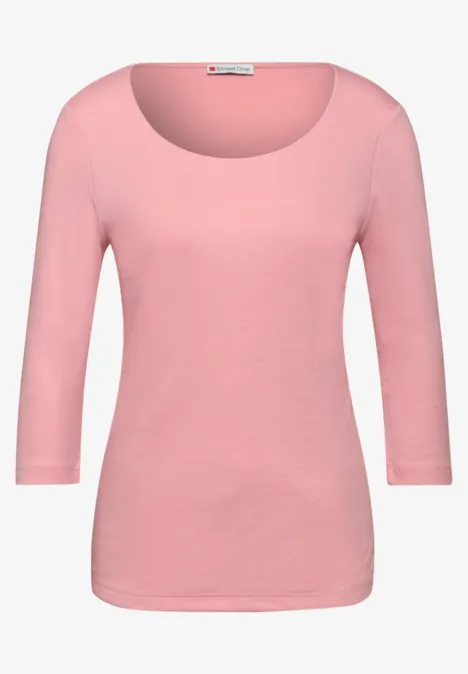 Basic T-Shirt mit 3/4 Arm powder pink