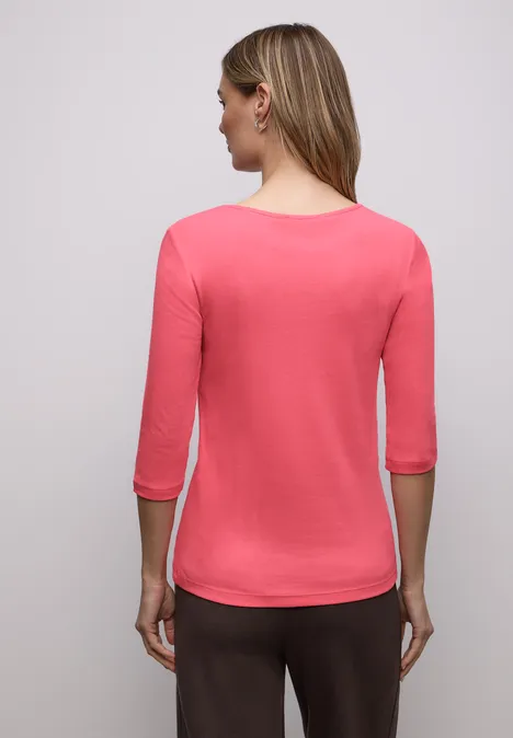 Basic T-Shirt mit 3/4 Arm striking coral Basic T-Shirt mit 3/4 Arm striking coral