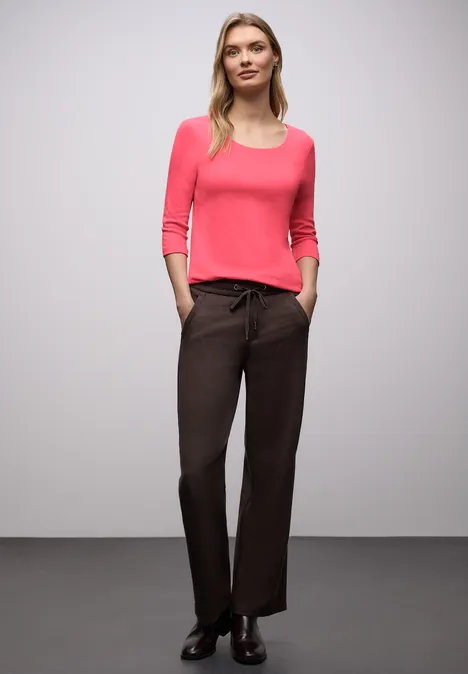 Basic T-Shirt mit 3/4 Arm striking coral Basic T-Shirt mit 3/4 Arm striking coral