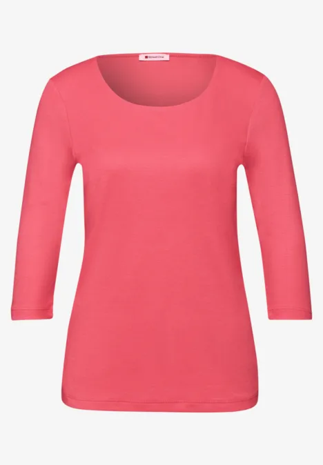 Basic T-Shirt mit 3/4 Arm striking coral Basic T-Shirt mit 3/4 Arm striking coral