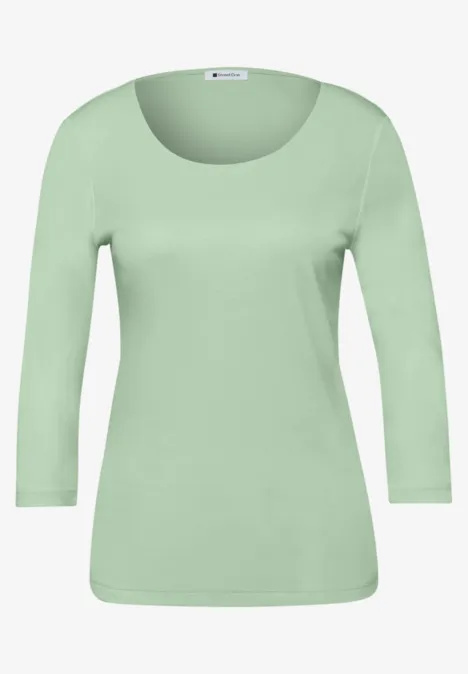Basic T-Shirt mit 3/4 Arm pale mint green