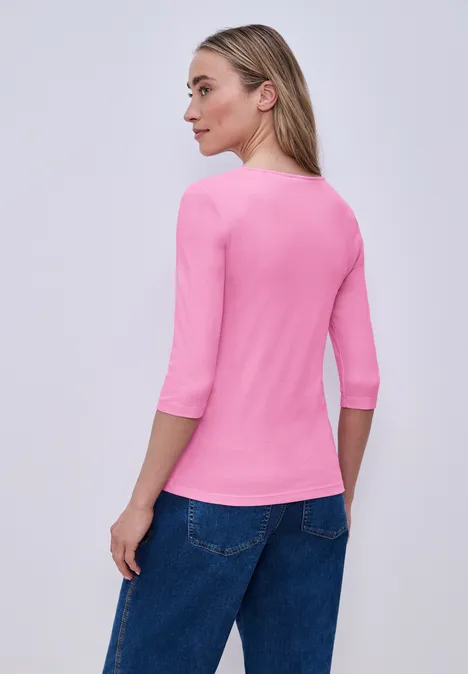Basic T-Shirt mit 3/4 Arm ibis rose Basic T-Shirt mit 3/4 Arm ibis rose