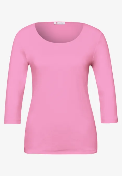 Basic T-Shirt mit 3/4 Arm ibis rose Basic T-Shirt mit 3/4 Arm ibis rose
