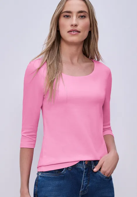 Basic T-Shirt mit 3/4 Arm ibis rose Basic T-Shirt mit 3/4 Arm ibis rose
