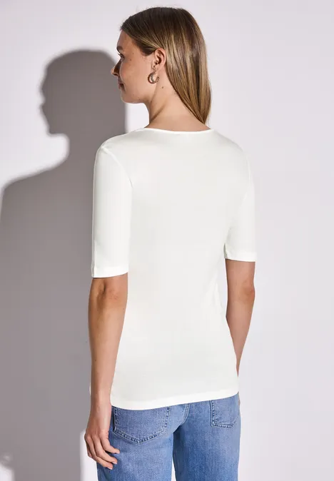Basic Kurzarmshirt off white