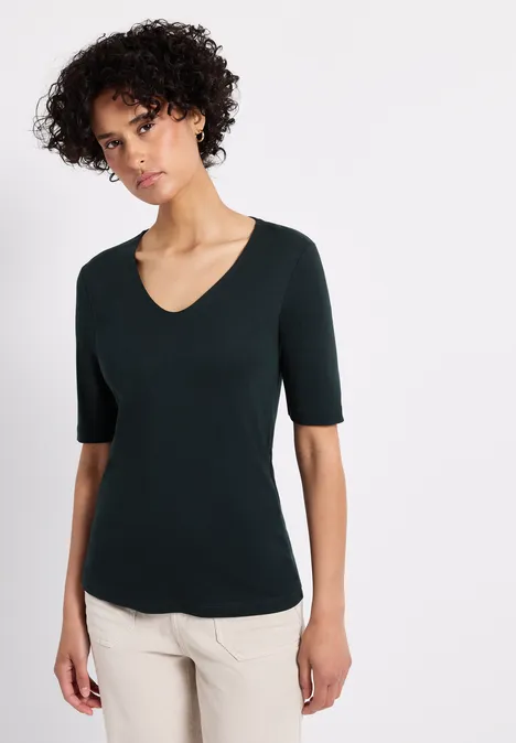 Basic Kurzarmshirt pine grove green