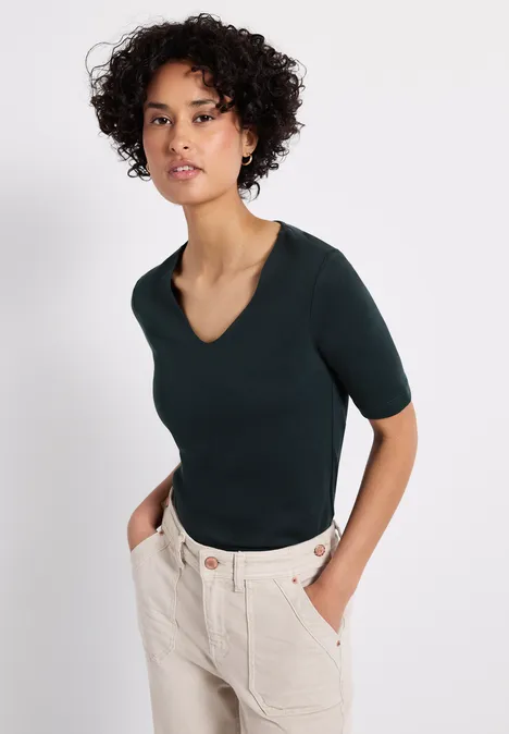 Basic Kurzarmshirt pine grove green