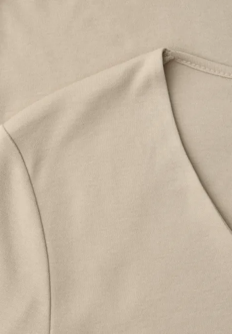 Basic Kurzarmshirt cotton beige