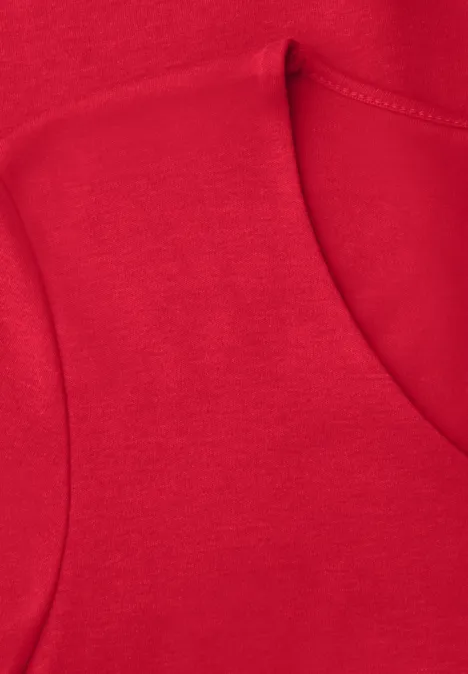 T-shirt basique avec col en V en couleur unie salsa red