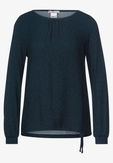 Materialmix Shirt mit Print Black