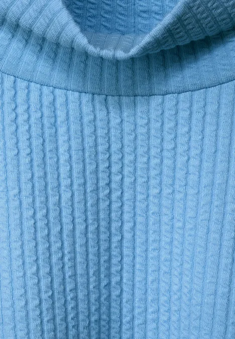 Stehkragenshirt mit Struktur sublime blue
