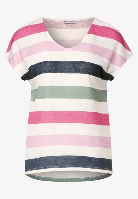 Shirt mit Multicolorstreifen off white