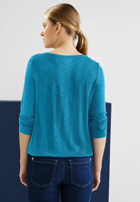 Basic Shirt in Unifarbe deep splash blue