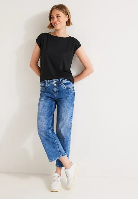 Shirt mit U-Boot Ausschnitt Black