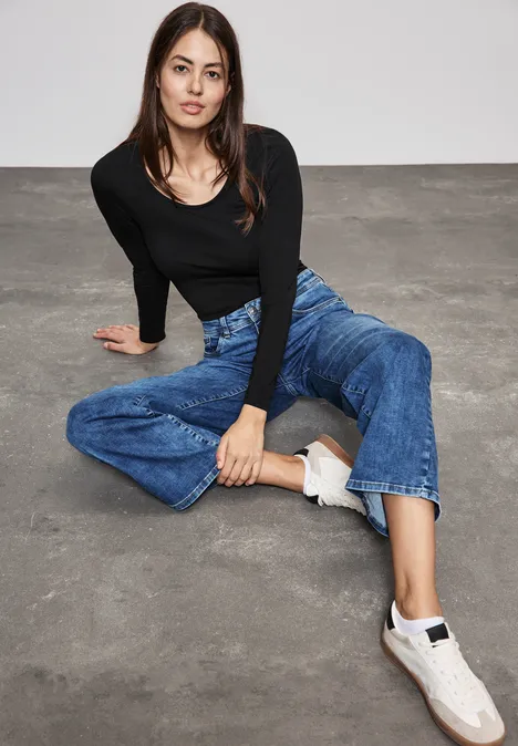 Lang basisshirt Black