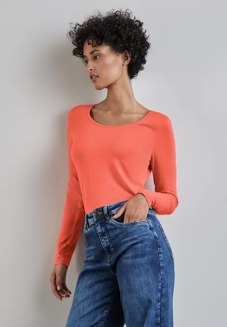 Basic Longshirt peachwood orange