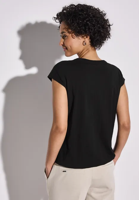 Jersey Shirt im Tunika-Look Black