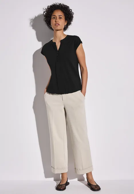 Jersey Shirt im Tunika-Look Black